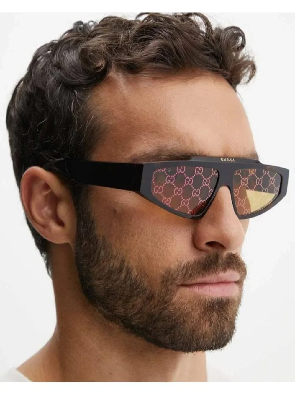 Gucci GG1591S 002 Browline Sunglasses - Havana / Yellow